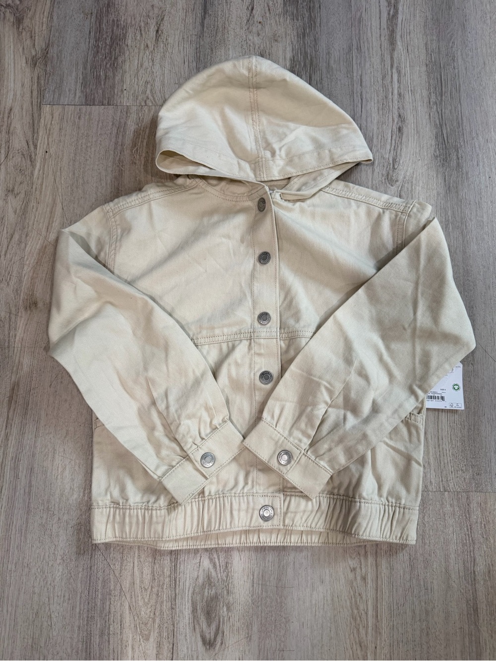 LC Lauren Conrad Cream Hooded Button-Front Jean Jacket